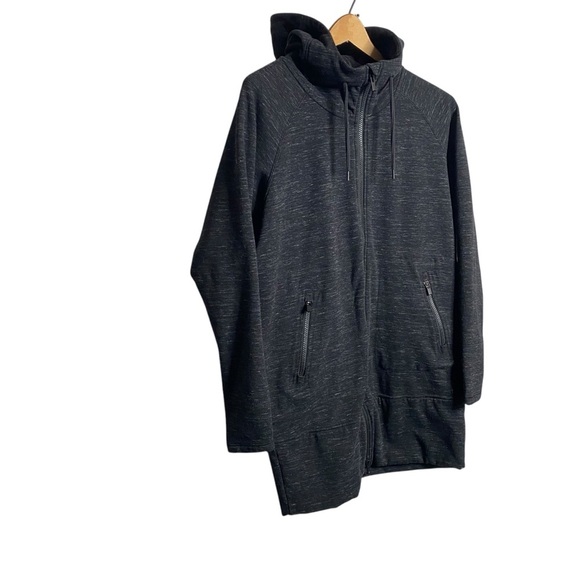 Athleta Stronger Long Long COZY Hoodie black/charcoal Multi zip front Size S - Picture 4 of 10